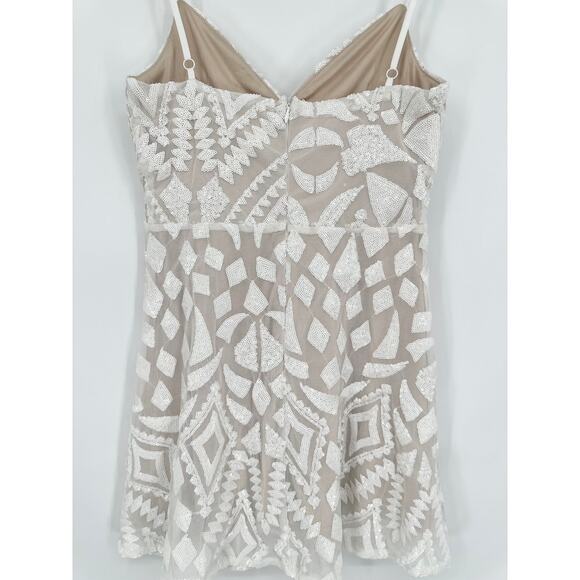 Superdown Tiff Mini Dress Sequin Lace V-Neck Spaghetti Strap Bridal White - Picture 9 of 14